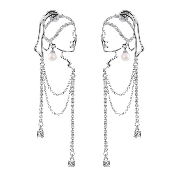 Unique Abstract Face Art Dangle Earrings - Picture 7 of 11